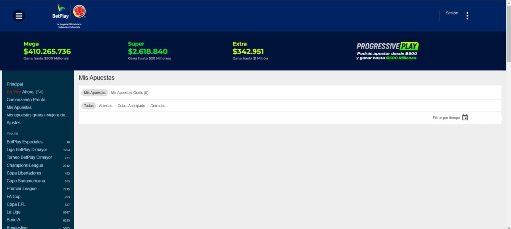 Betplay sección mis apuestas