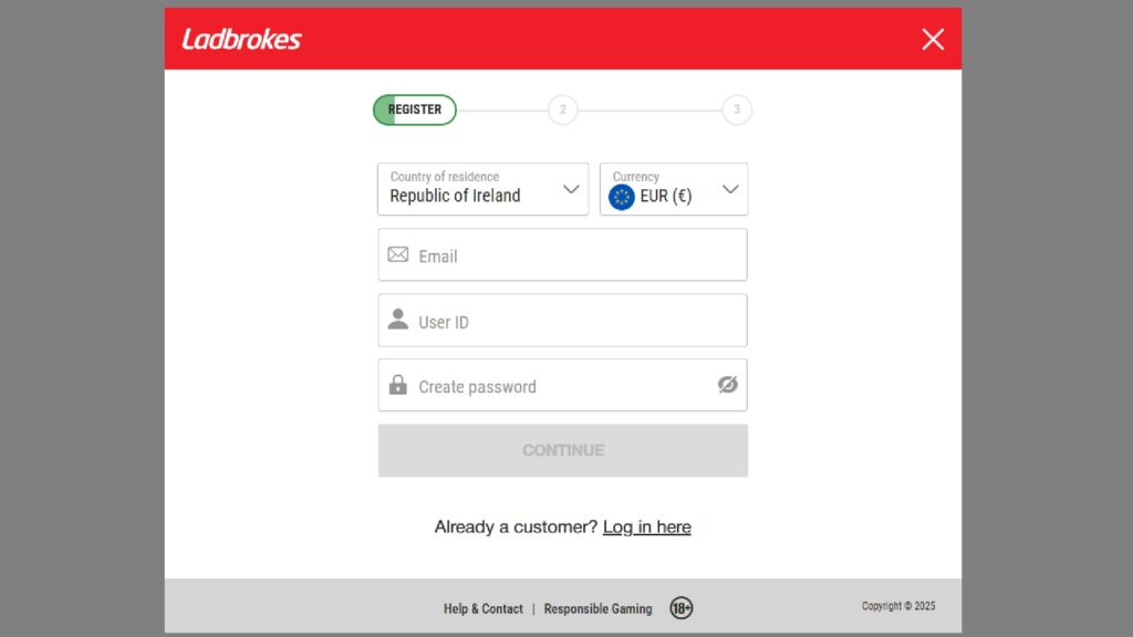 Step 1: Enter you details for the Ladbrokes.com account