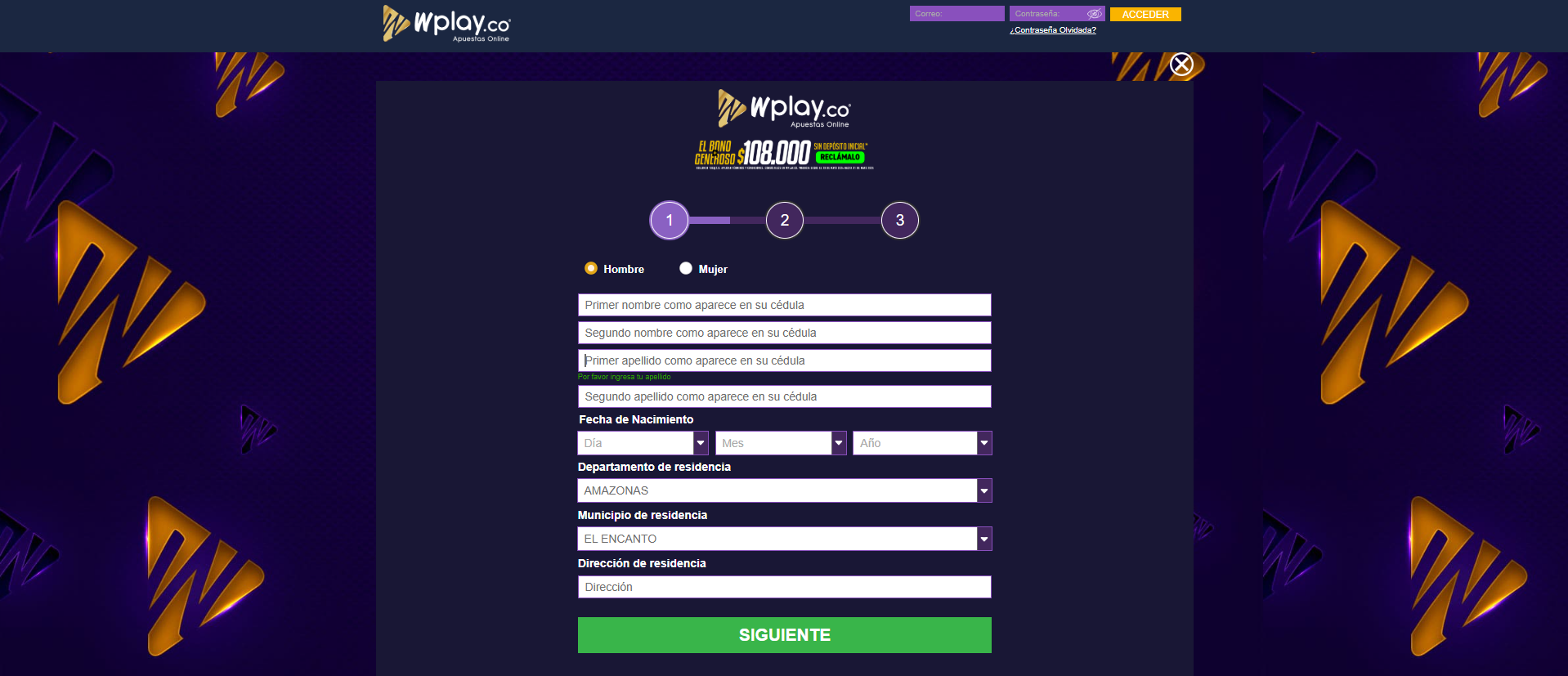 Wplay registro 1