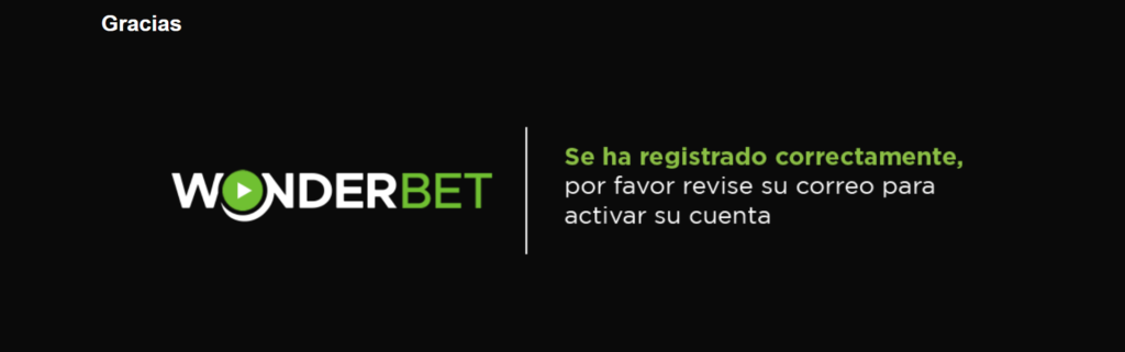 Registro Wonderbet finalizado