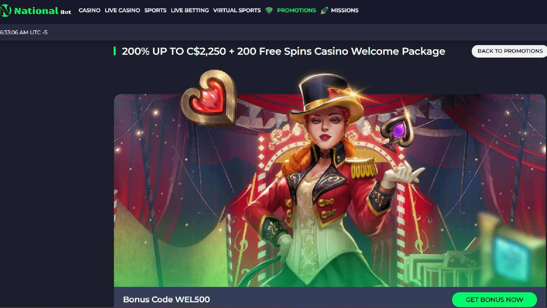 NationalBet Casino Bonus 450% up to 1500 EUR + 200FS