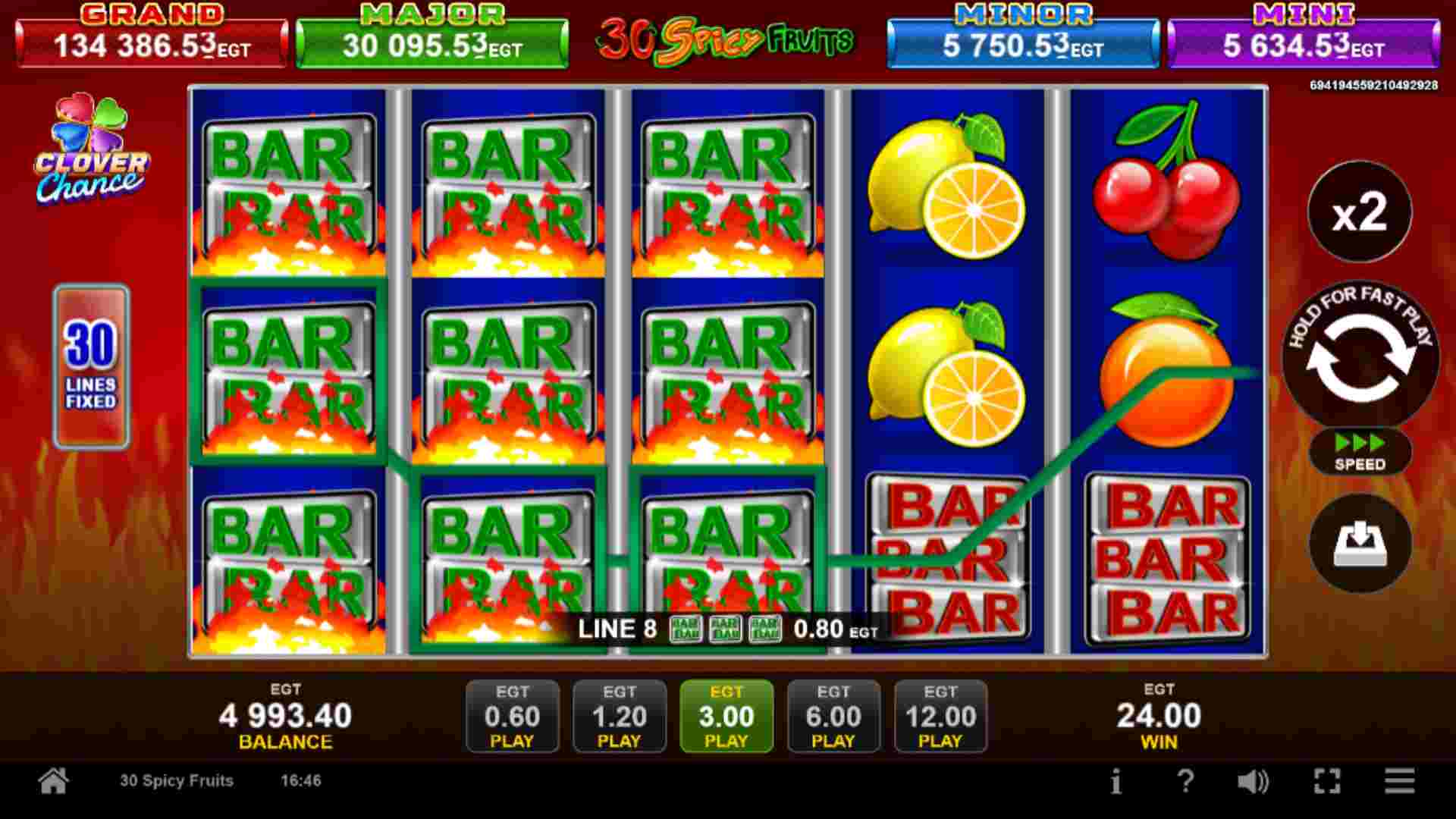 Печеливша комбинация на игра на 30 Spicy Fruits