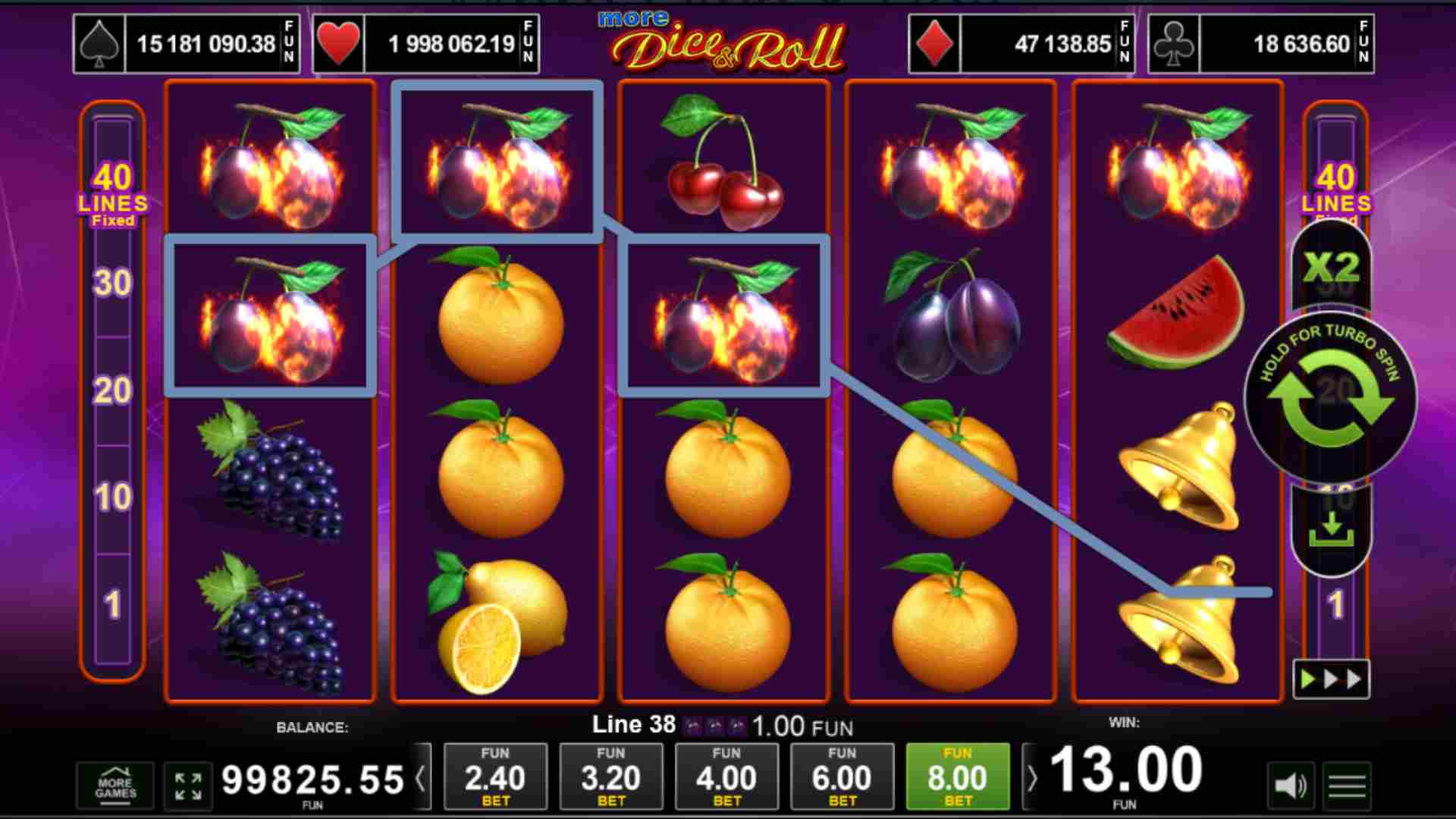 Награди в More Doce and Roll Slot