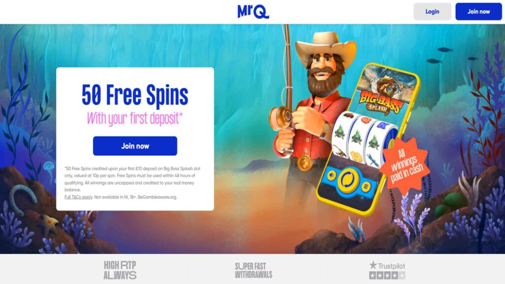 bonus overview on the MrQ home page