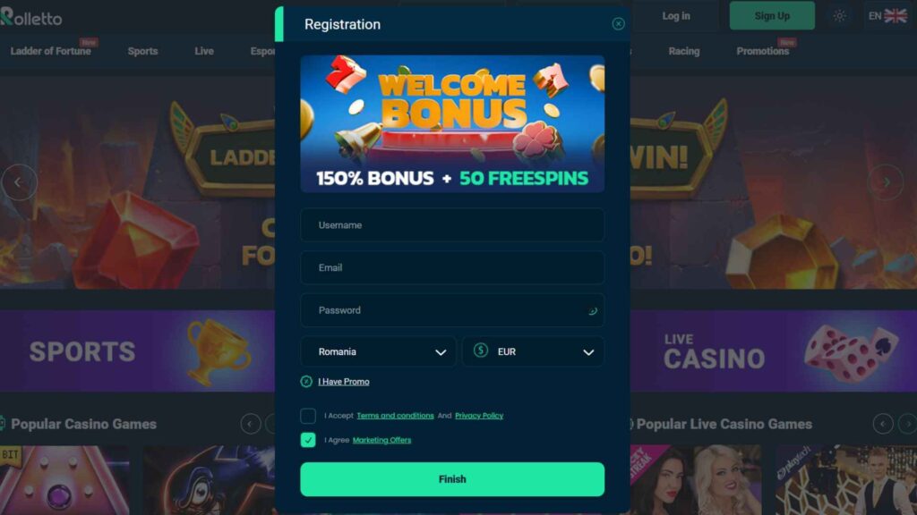 Casino Rolletto Sign up