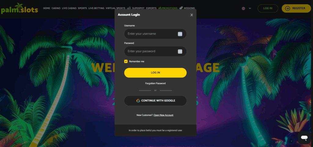 Step 1: Log in or click on the yellow Register button to open the registration form