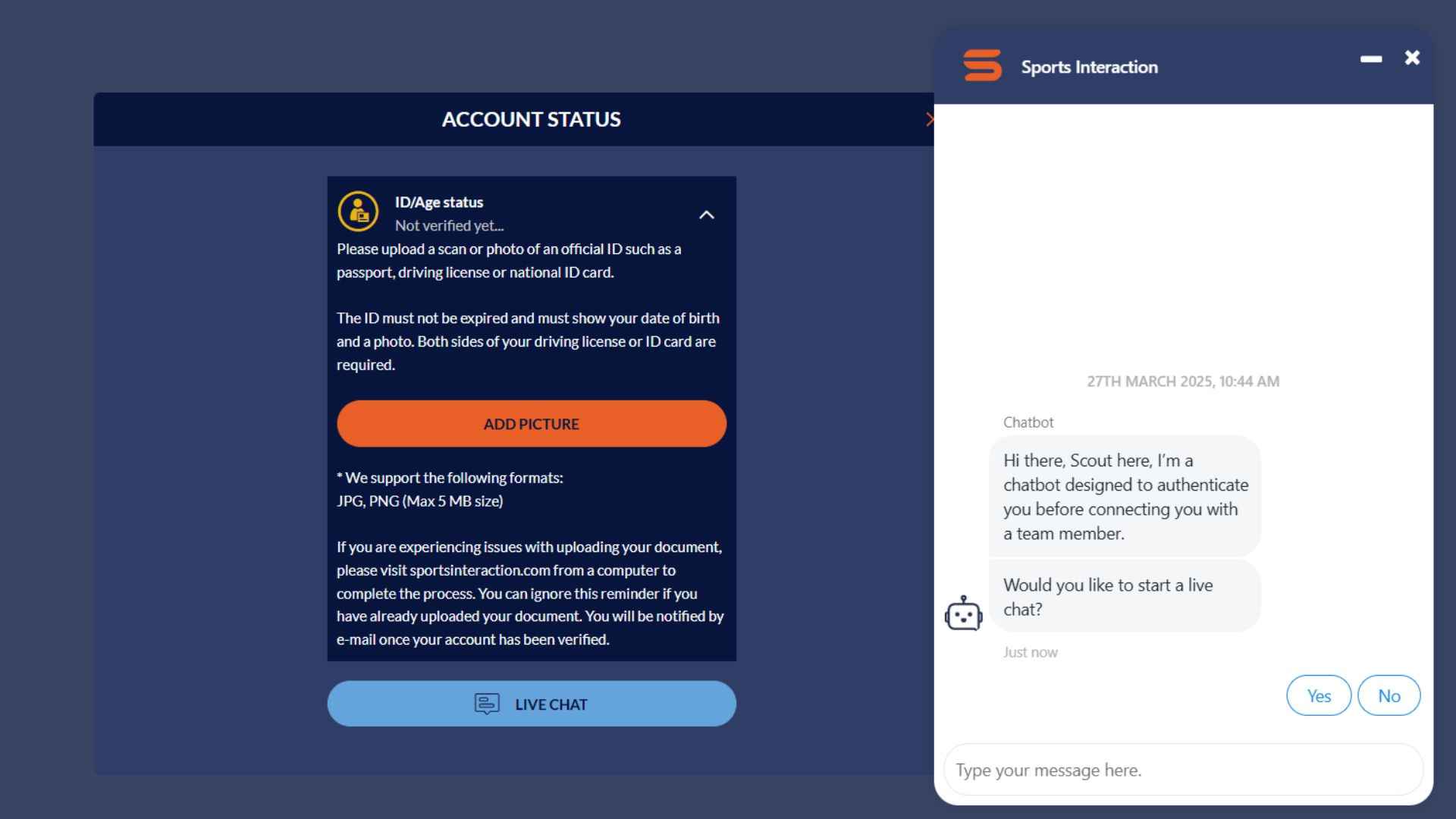 Sports Interaction customer support 