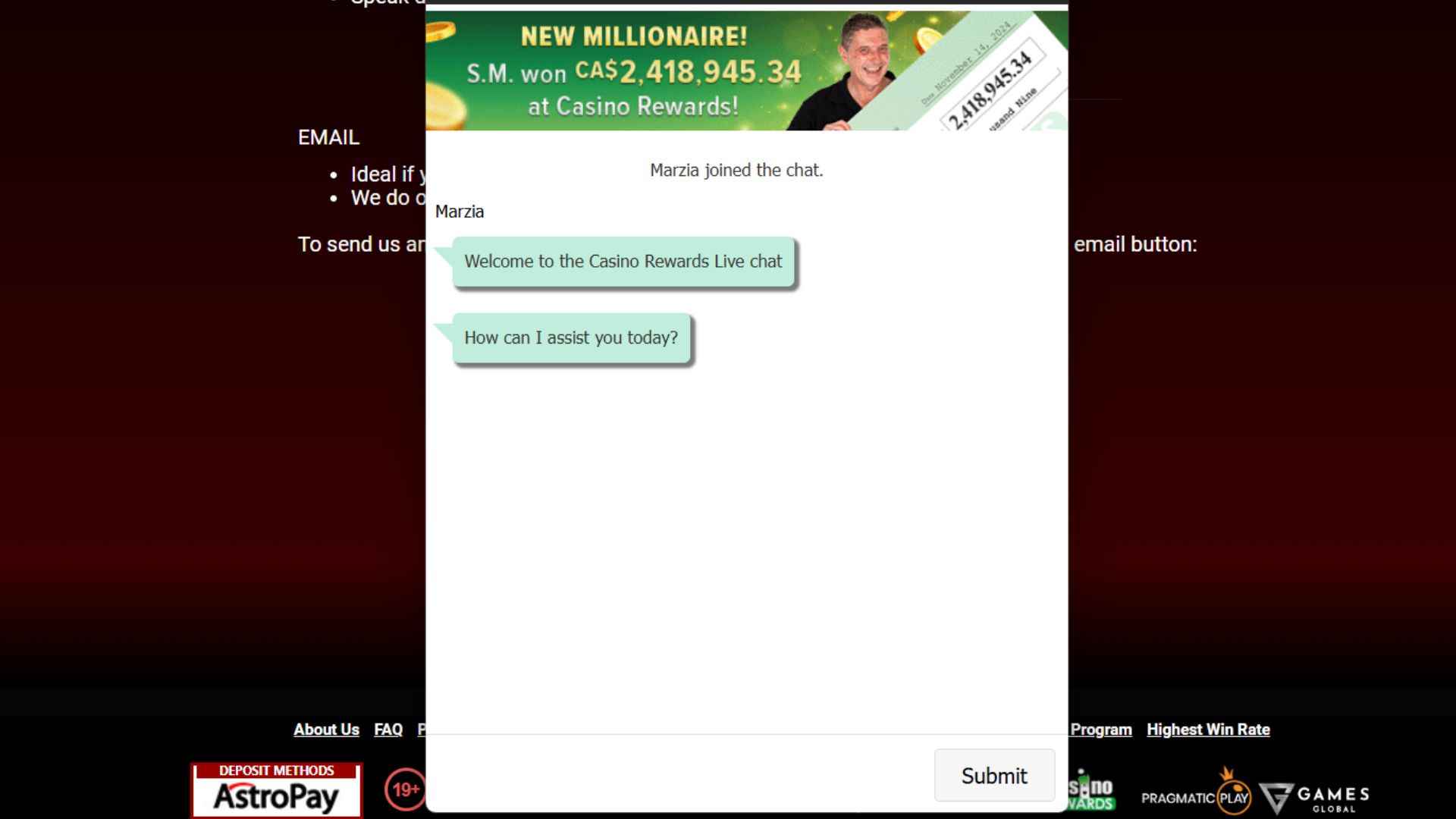 luxury canada customer support live chat