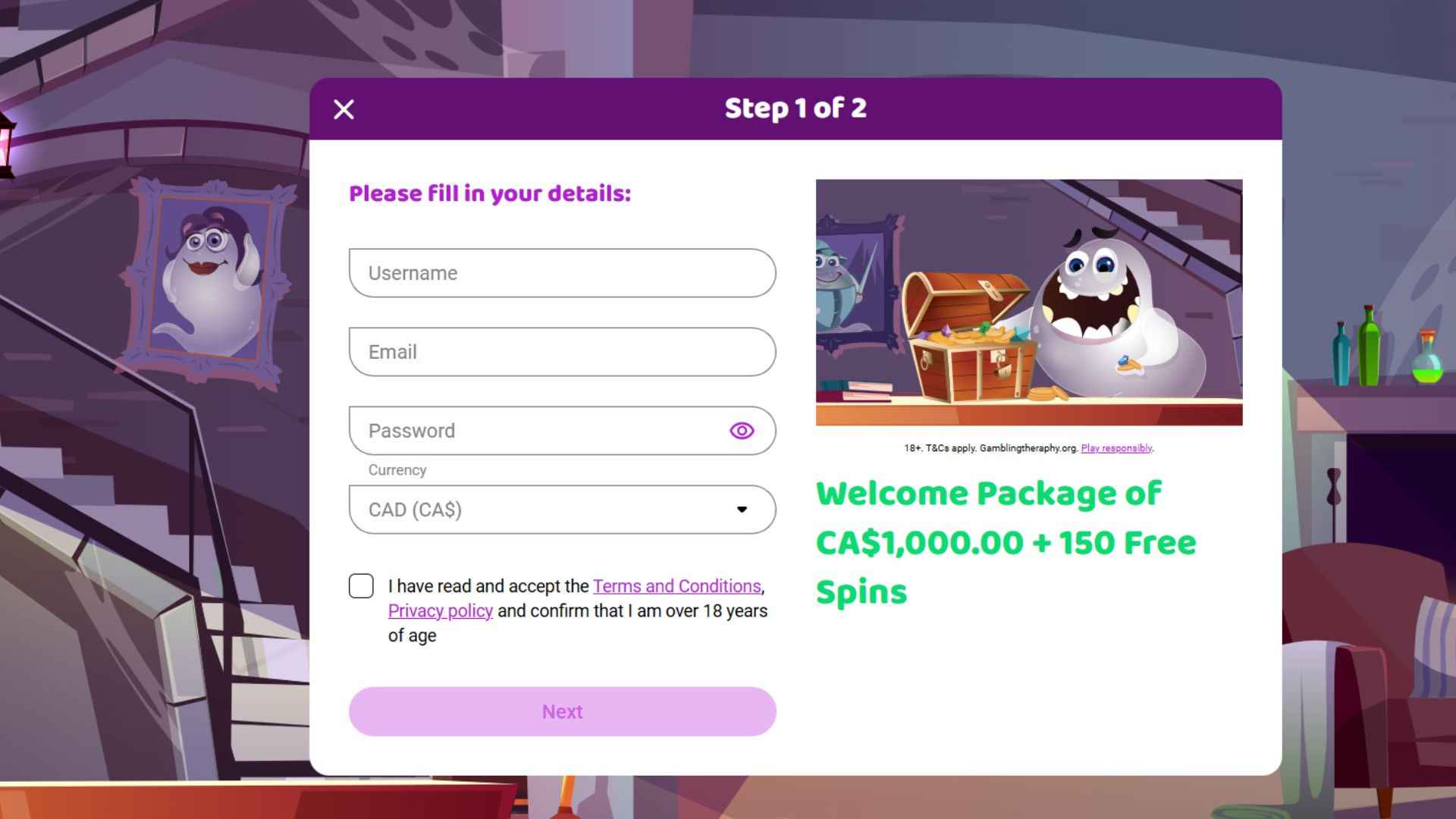 Boo Casino Canada welcome bonus for new players