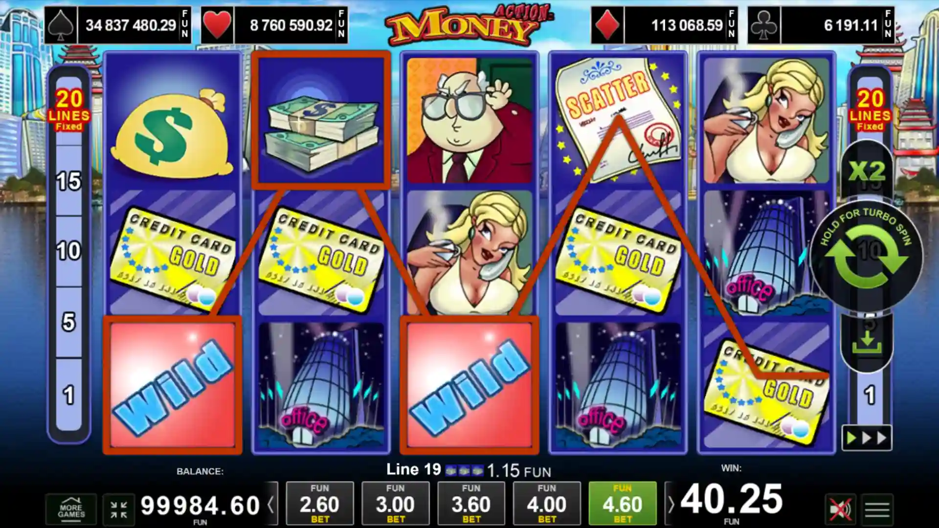 Демо игра с печалба Action Money