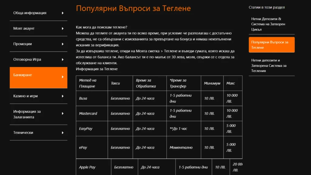 LiveScore Bet телгене: Методи
